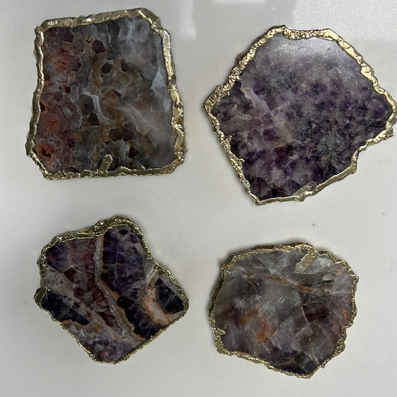 Other - Amethyst Coasters with Gold Edge
